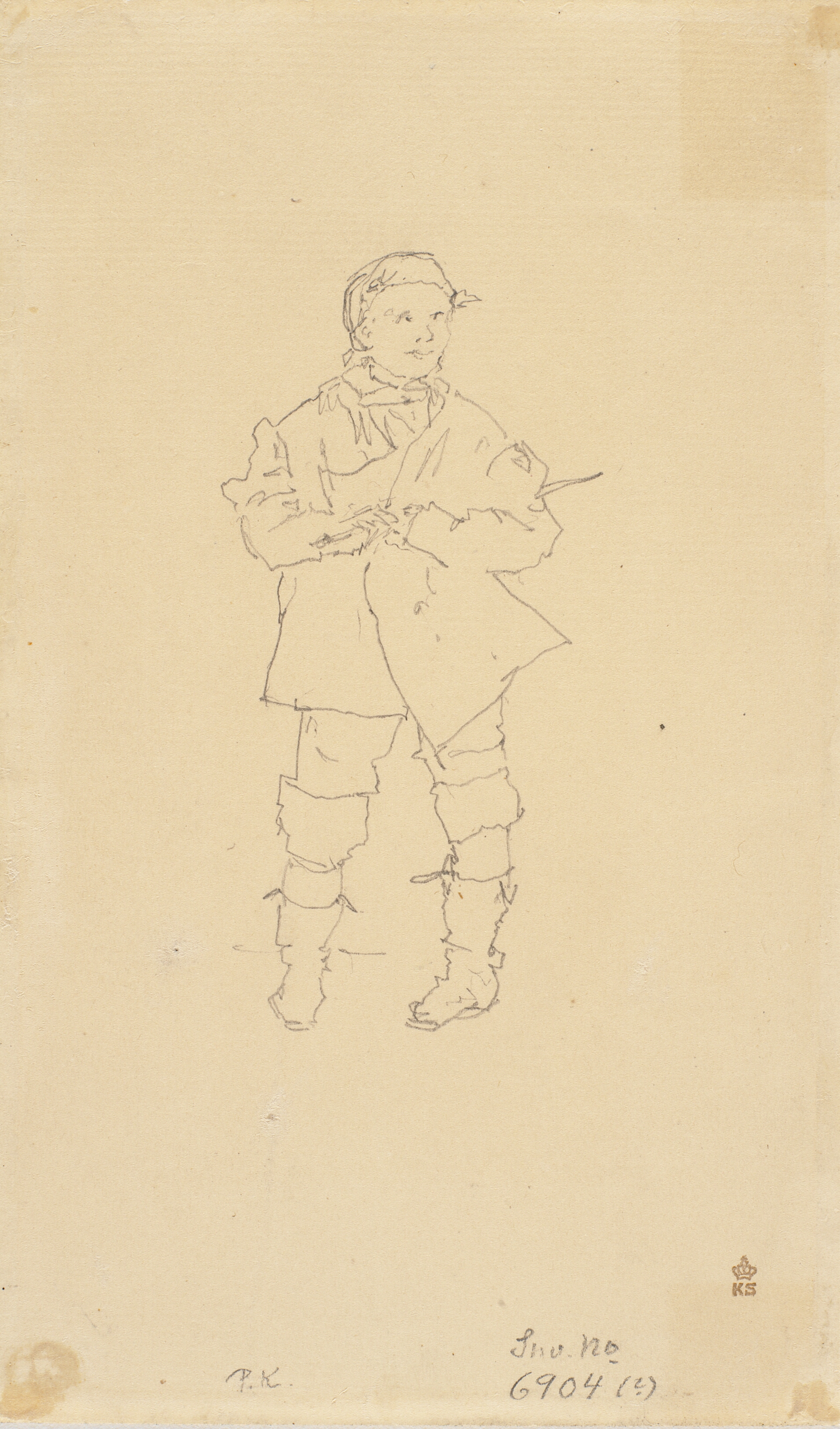 Stående mand iført kravestøvler og stortrøje